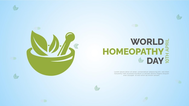 Wereld Homeopathie Dag wordt gevierd op 10 april Wereld Homeopathie Dag Banner concept