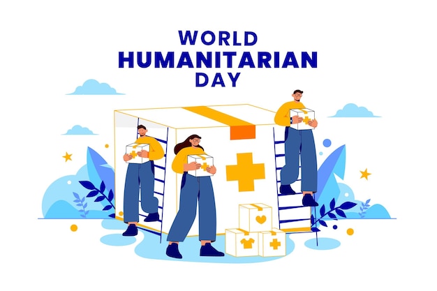 Wereld humanitaire dag vierkante achtergrond