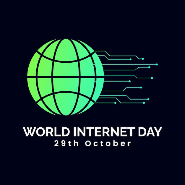 Wereld Internet Dag logo ontwerp vector illustratie 29 oktober