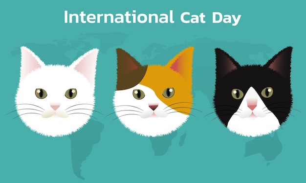 Vector wereld kattendag concept.