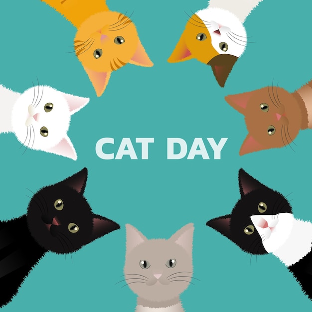 Vector wereld kattendag concept.