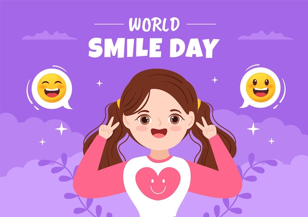 Wereld lach dag Hand getekende Cartoon afbeelding met lachende expressie en geluk Face