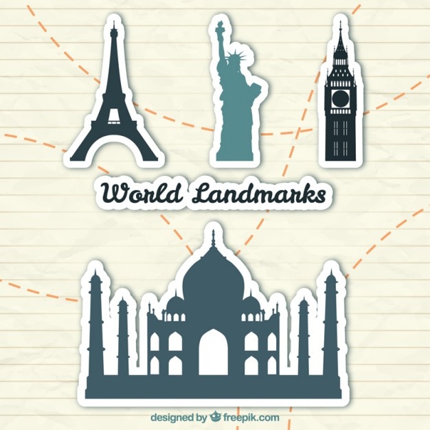 Vector wereld landmark stickers