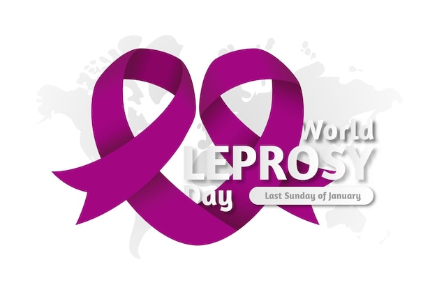Wereld Lepra Dag Vector Illustratie Symbool Lepra Design Awareness Concept met paars lint