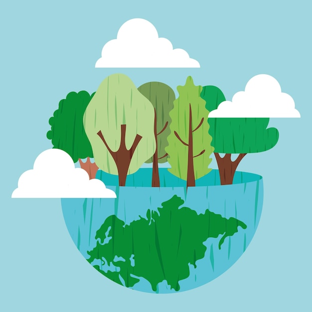 Vector wereld met bomen illustratie