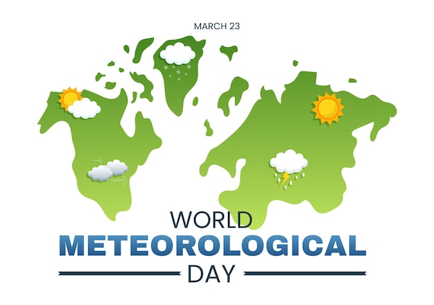 Wereld Meteorologische Dag Illustratie met Meteorologiewetenschap en Onderzoek naar Weer