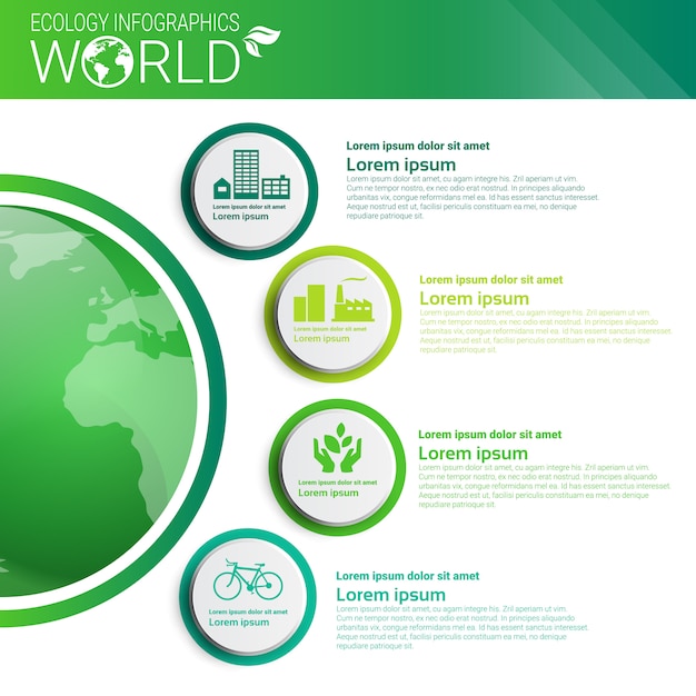 Wereld milieubescherming groene energie ecologie Infographics banner met kopie ruimte