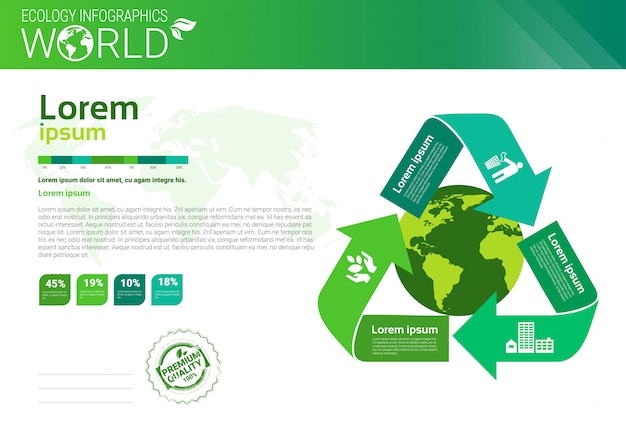 Wereld milieubescherming groene energie ecologie infographics banner met kopie ruimte