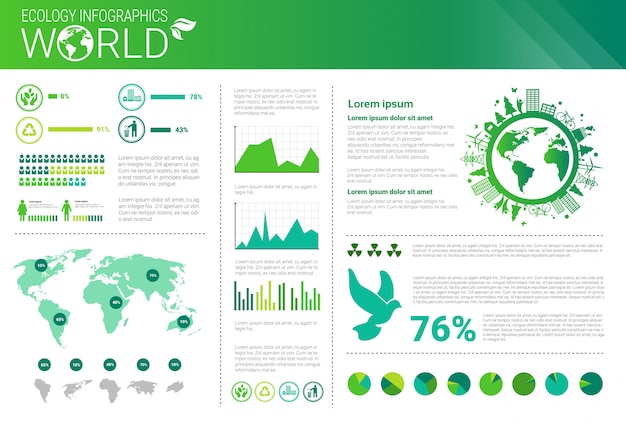 Wereld milieubescherming groene energie ecologie Infographics banner met kopie ruimte