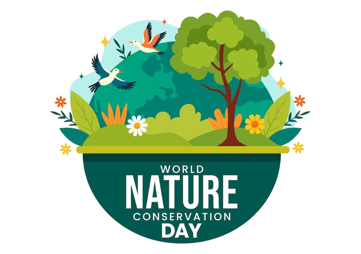 Vector wereld natuurbehoudsdag illustratie met boom en milieuvriendelijke ecologie voor behoud
