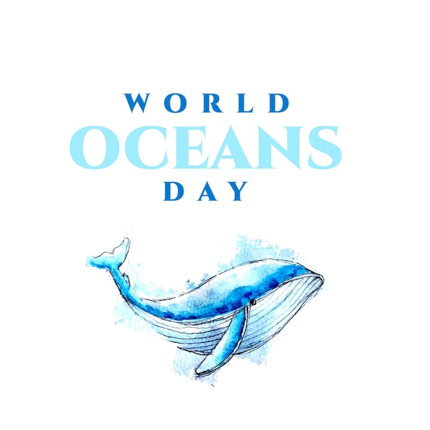 Wereld oceaan dag walvis illustratie aquarel