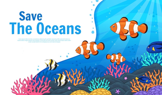 Wereld oceanen dag banner afbeelding achtergrond ontwerp vector