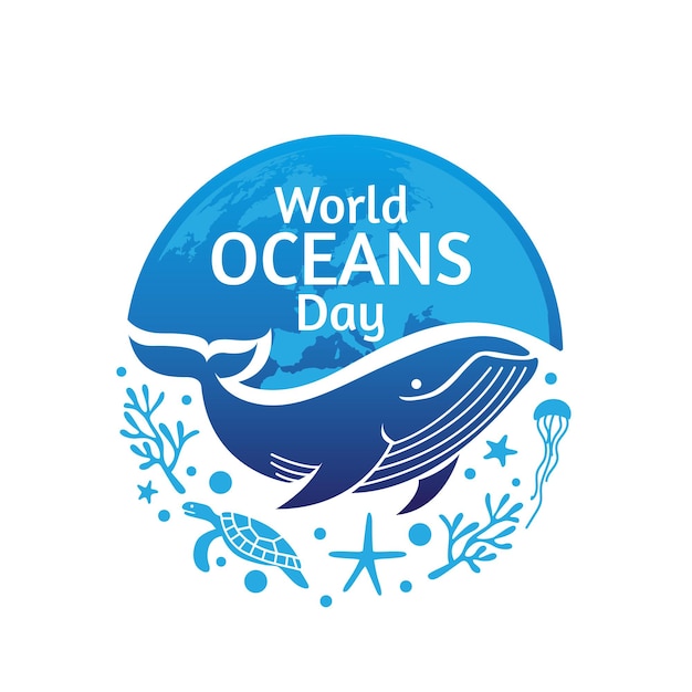 Wereld oceanen dag logo ontwerpsjabloon