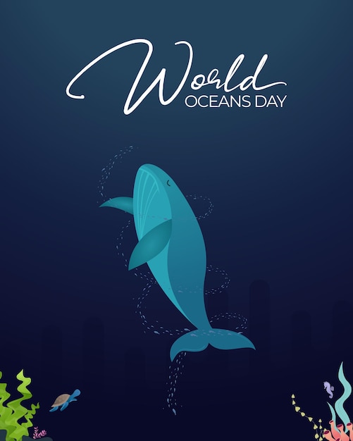 Wereld oceanen dag. samen kunnen we ons huis beschermen