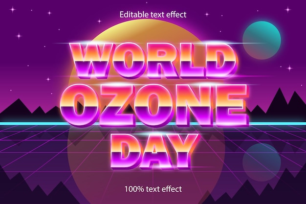 Wereld ozon dag bewerkbare teksteffect retro-stijl