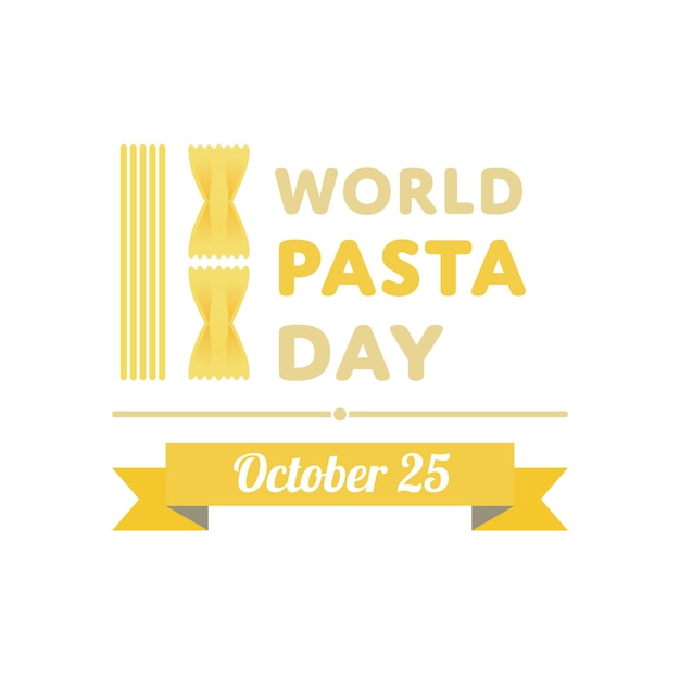 Wereld pasta dag Pasta en vork logo ontwerp illustratie voor spandoek poster op oktober