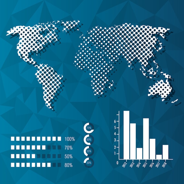 Wereld planeet infographic iconen