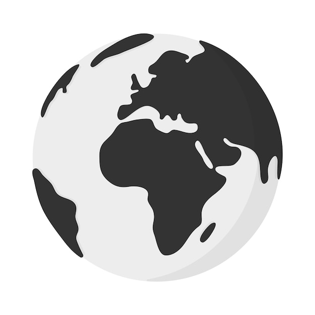 Wereld planeet zwart-wit pictogram illustratie