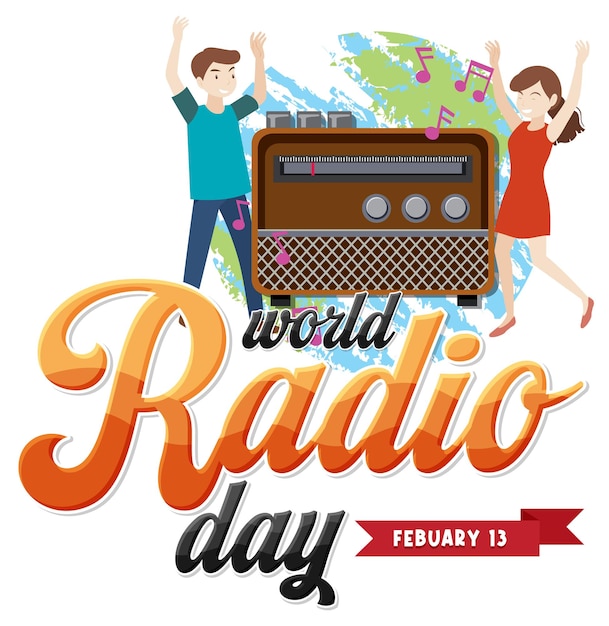 Vector wereld radio dag banner