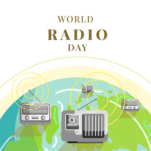 Vector wereld radio dag illustratie banner