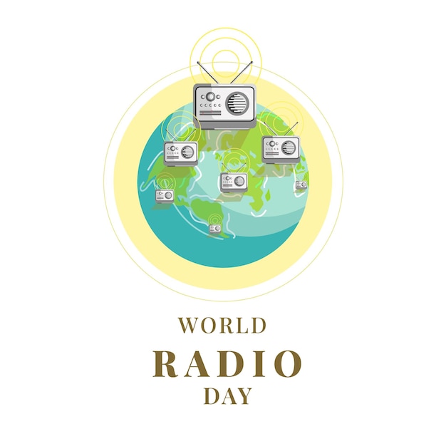 Wereld radio dag illustratie banner