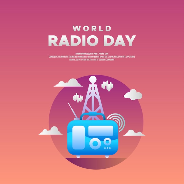 Vector wereld radio dag ontwerp achtergrond