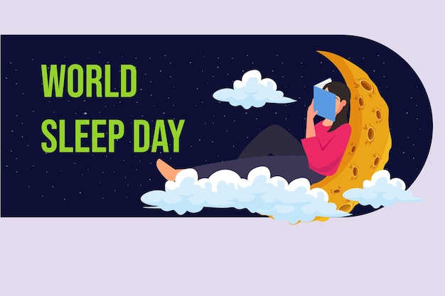 Vector wereld slaapdag concept gekleurde platte vectorillustratie geïsoleerd