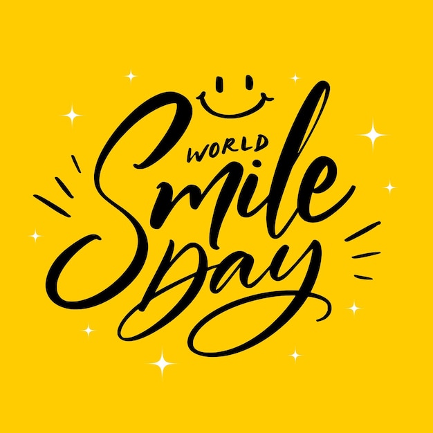 Vector wereld smile dag belettering