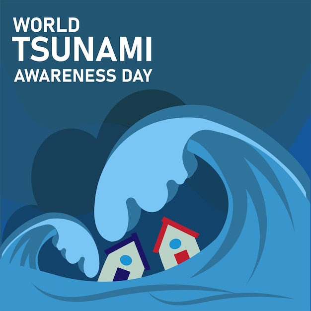 Wereld tsunami awareness day handgetekende illustratiecreatief