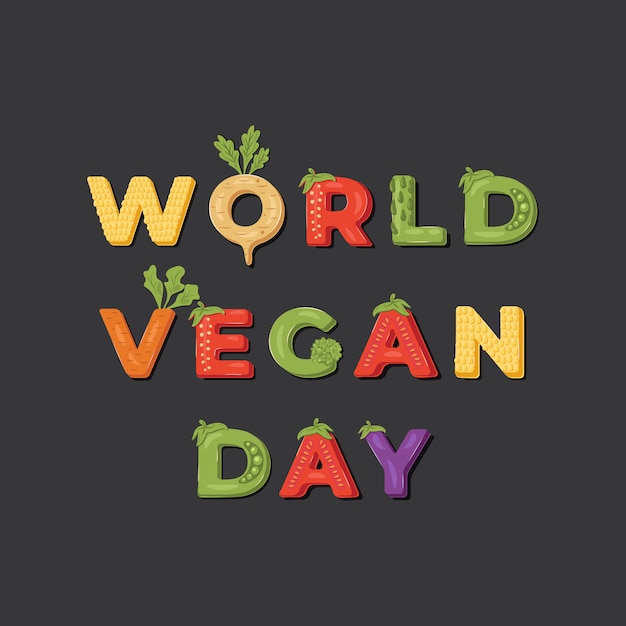 Wereld vegan day illustratie.