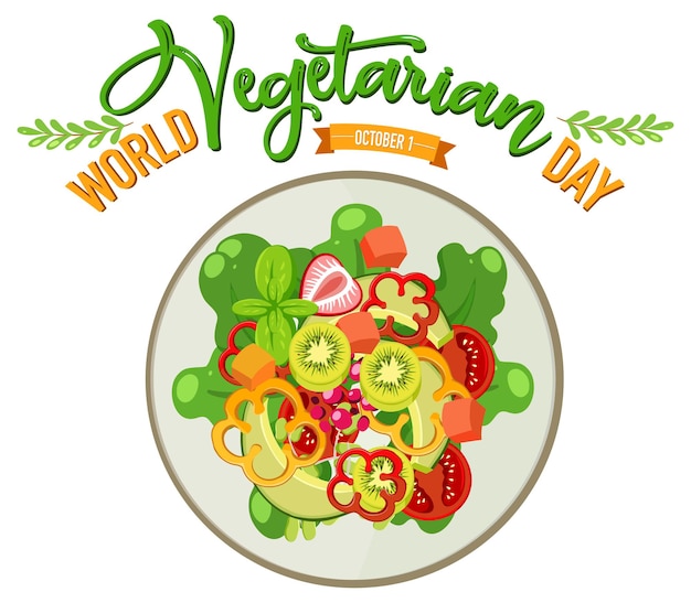 Vector wereld vegetarisch dag-logo met slakom