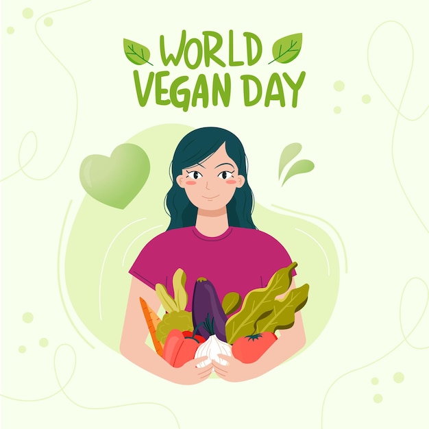 Wereld Vegetarische Dag Illustratie Banner Wereld veganistische dag vectorillustratie voor webbanners