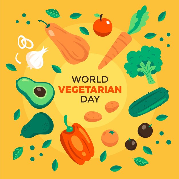 Wereld vegetarische dag platte ontwerp illustratie