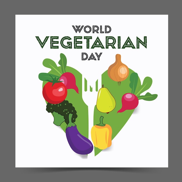 Wereld Vegetarische Dag vectorillustratie met liefde icoon