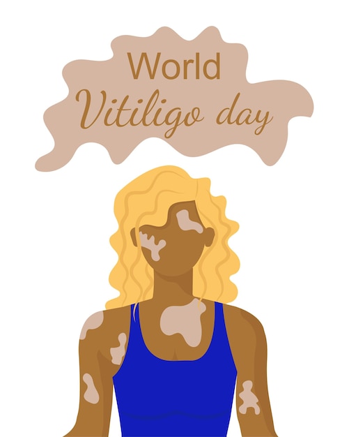 wereld vitiligo dag gezichtsloos meisje met vitiligo op witte achtergrond Vector illustratie