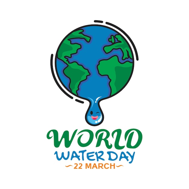 Wereld water dag cartoon logo ontwerp