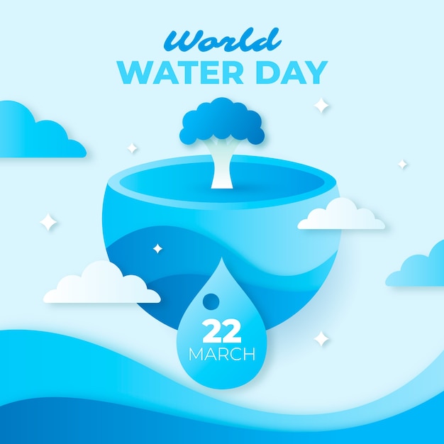 Vector wereld water dag illustratie in papierstijl