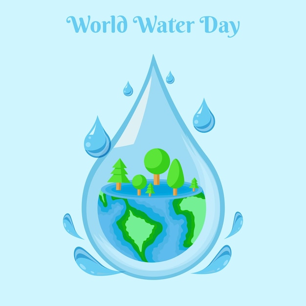 Wereld water dag ontwerp illustratie met aarde.
