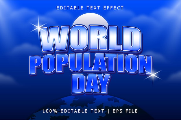 Wereldbevolkingsdag bewerkbaar teksteffect 3-dimensionale reliëf moderne stijl