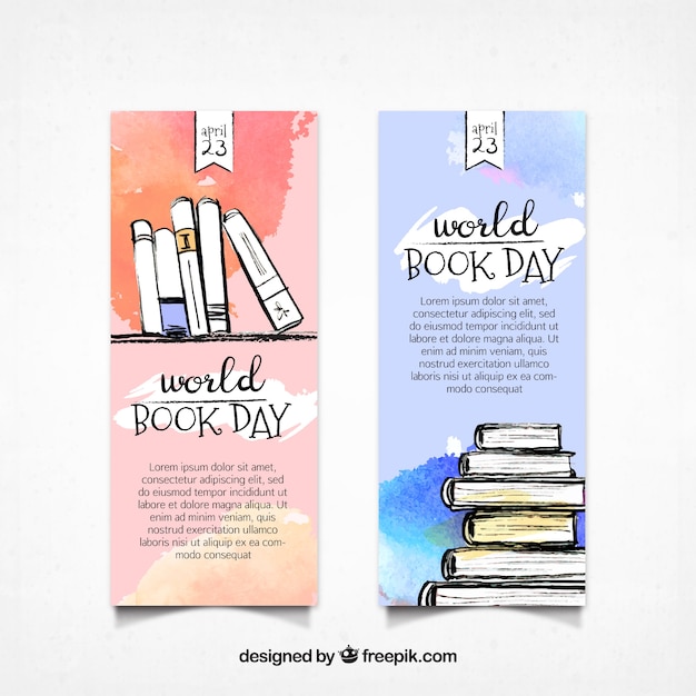 Wereldboekendag aquarel banners