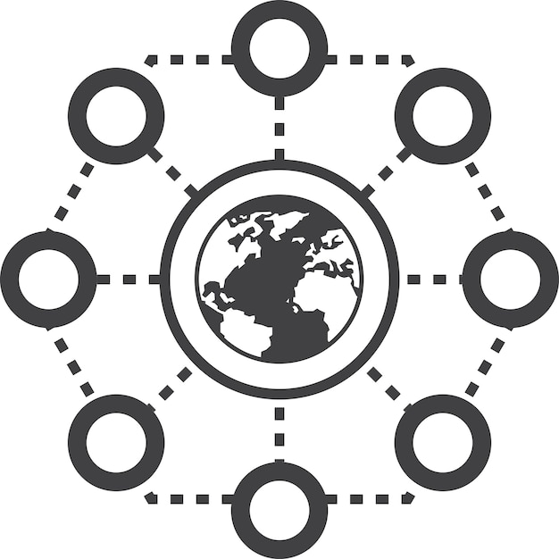 Wereldbol en verbindingsillustratie in minimalistische stijl