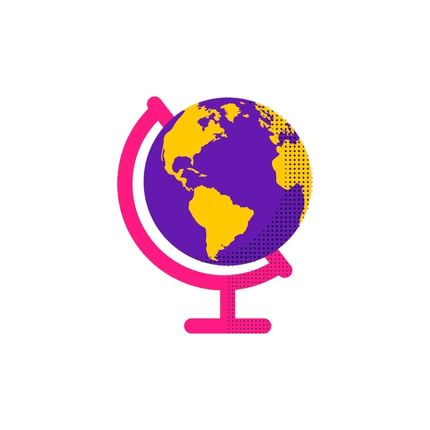 Wereldbol geïsoleerd plat web mobiel pictogram vector afbeelding