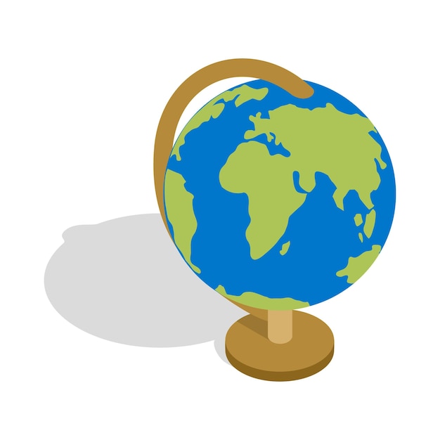 Wereldbolpictogram in isometrische 3D-stijl geïsoleerd op witte achtergrond School levert symbool