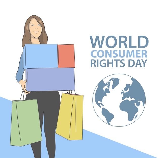 Vector werelddag voor consumentenrechten. vectorillustratie