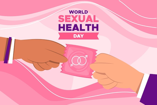 Vector werelddag voor seksuele gezondheid met condoom