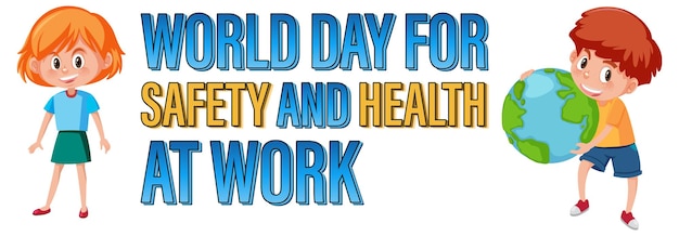 Vector werelddag voor veiligheid en gezondheid op het werk logo ontwerp