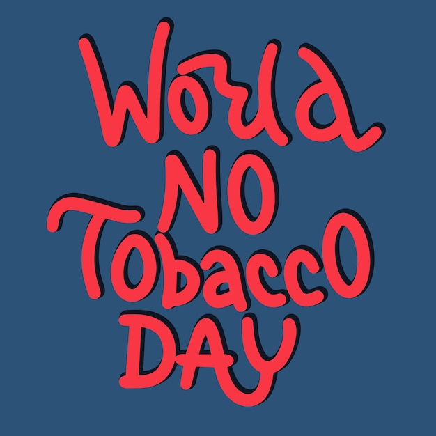 Werelddag zonder tabak tekstbanner met handgetekende vectorkunst