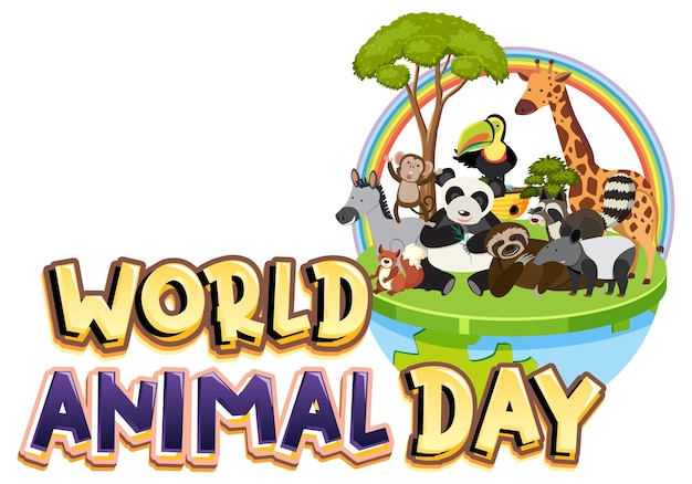 Vector werelddierendag-logo met afrikaanse dieren