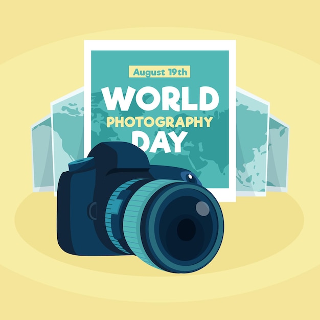 Wereldfotografie dag in plat ontwerp