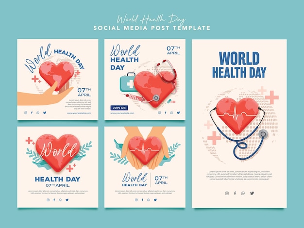Vector wereldgezondheidsdag campagne social media post ontwerpsjabloon
